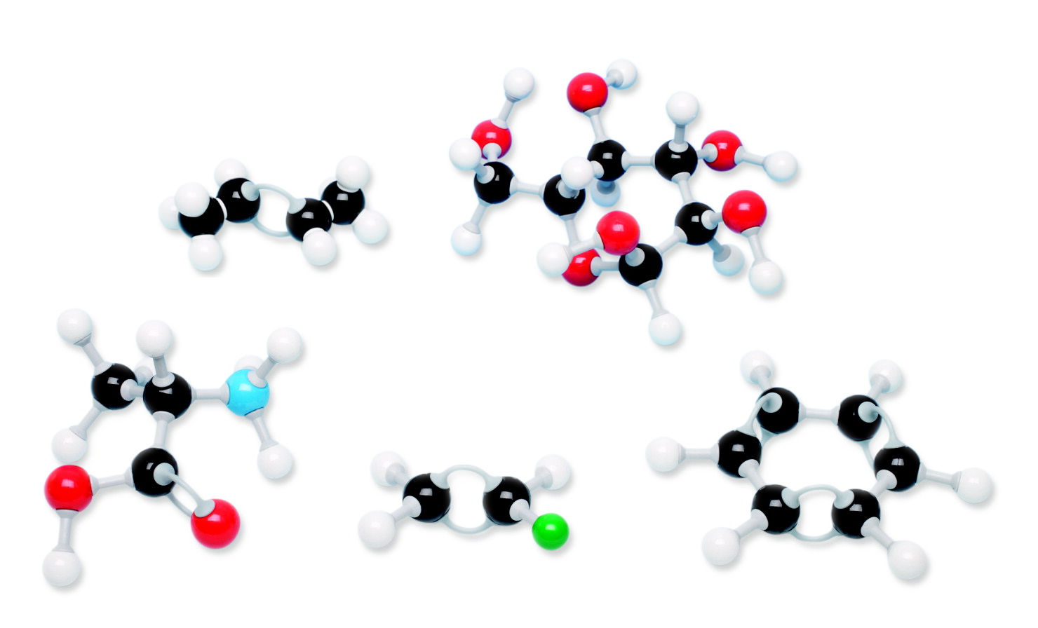 Organic molecules constructed using a molecular model kit