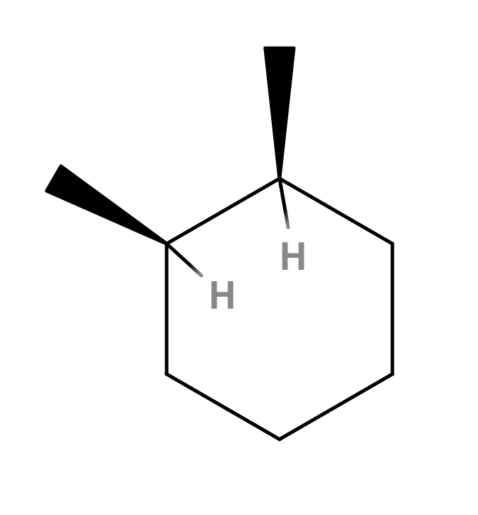 cis-1,2-dimethylcyclohexane with two hydrogen atoms